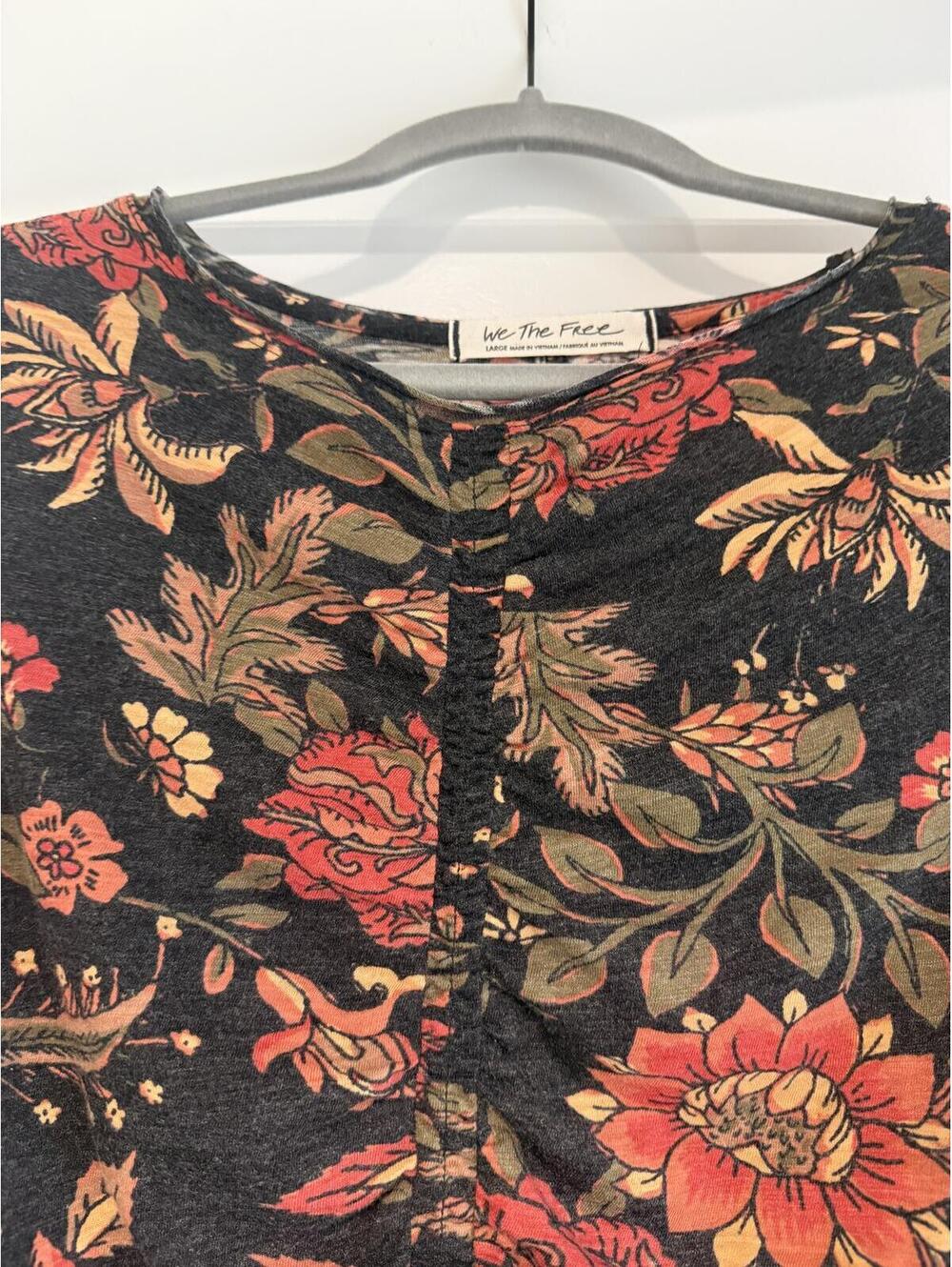 We The Free Floral Long Sleeve Ruched Top Large - Picture 2 of 7